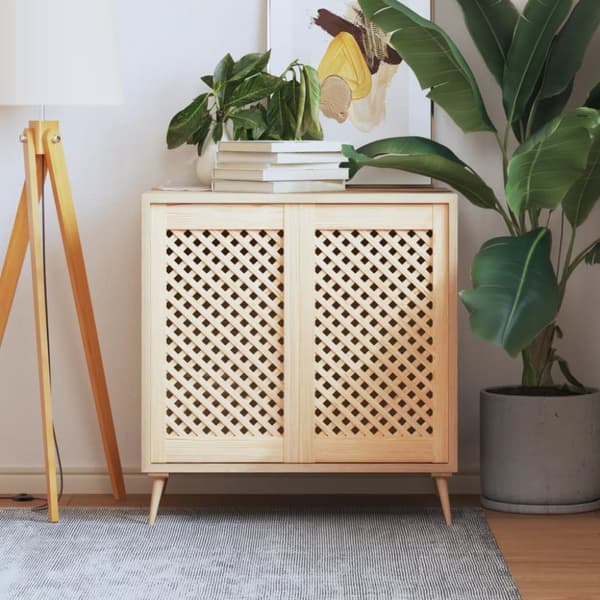 vidaXL Kaapin ovet ristikkomuotoilu 2 kpl 39,5x69 cm täysi mänty