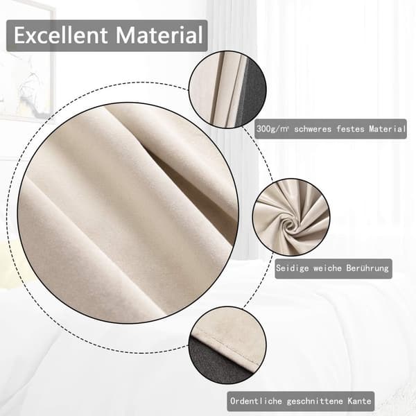 Rootz Velvet mörkläggningsgardin - Draperi - Fönsterskärm - Termogardin - Rumsmörkare - Sekretessskärm - Fönsterbeklädnad - Beige - 140x225 cm