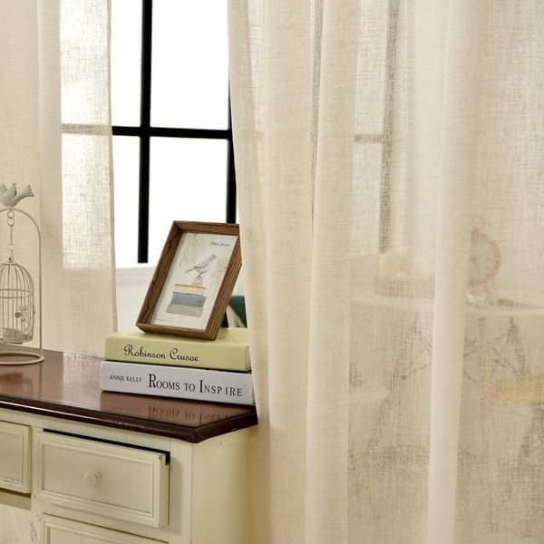 Rootz Transparent Gardin - Draperi - Fönsterbeklädnad - Drapering i linne-look - Voile - Skärm - Fönsterdressing - Sand - 140x225cm