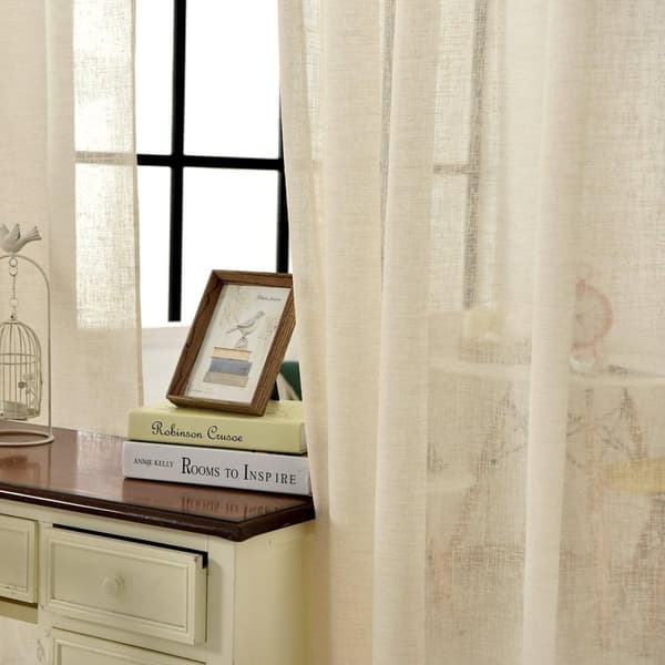 Rootz Transparent Gardin - Draperi - Fönsterbeklädnad - Drapering i linne-look - Voile - Skärm - Fönsterdressing - Sand - 140x225cm