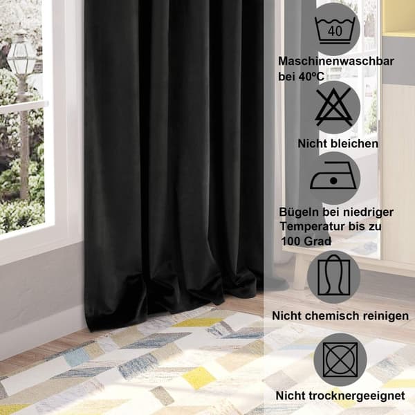 Rootz Luxury Velvet Mörkläggningsgardiner - Draperier - Fönsterbeklädnader - Ljusblockerande - Värmeisolering - Enkel installation - 140cm x 225cm/245