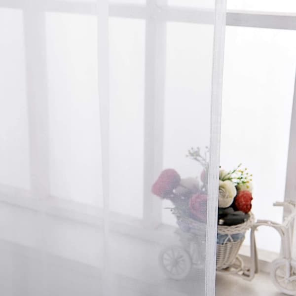 Rootz Sheer Voile Gardiner - Draperer - Vinduesbeklædning - Paneler - Vinduesforbindinger - Gardinsæt - Persienner - Hvide - 140x145 cm