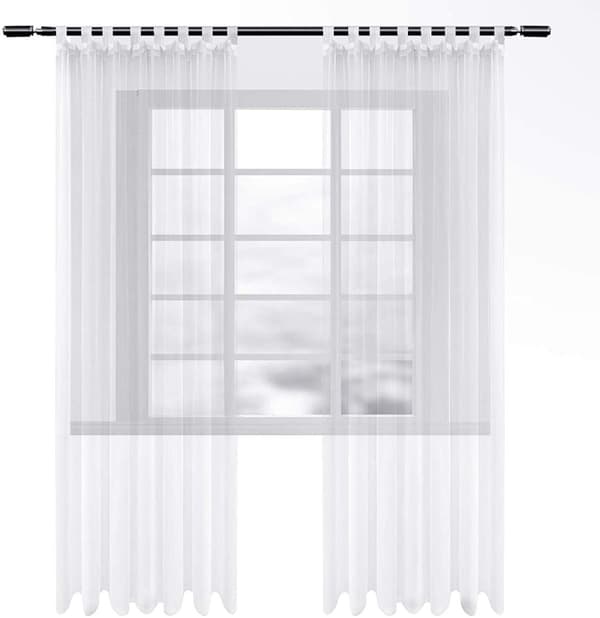 Rootz Sheer Voile Gardiner - Draperer - Vinduesbeklædning - Paneler - Vinduesforbindinger - Gardinsæt - Persienner - Hvide - 140x145 cm