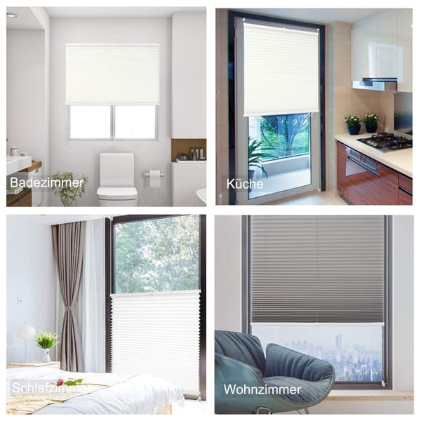 Rootz Plisse plisségardin - Vinduesskærm - Solcreme - Lysfilter - Privatskærm - Rummørkning - Mørklægningsgardin - Hvid - 60x130cm