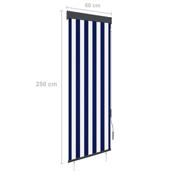 udendørs rullegardin 60x250 cm blå og hvid