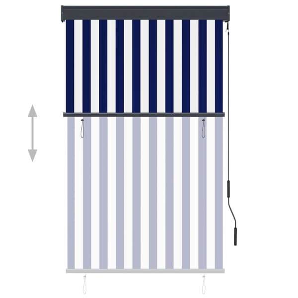 udendørs rullegardin 100x250 cm blå og hvid