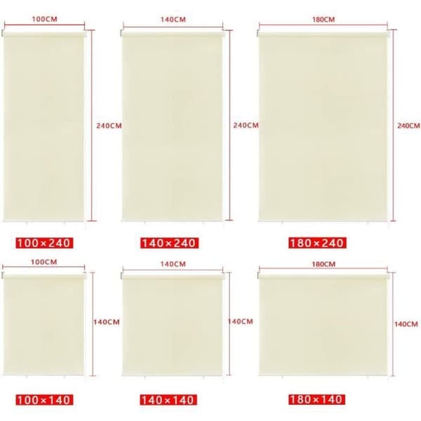 LZQ Vertikal utomhuspersienn - Solskydd, Sekretessskärm - Vattentät - för uteplats, balkong - Beige - 140 x 240 cm