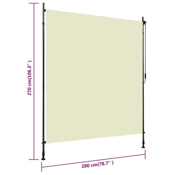 udendørs rullegardin 200x270 cm cremefarvet