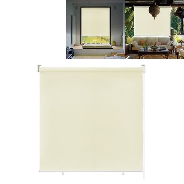 YUENFONG Utomhusgardin - Vertikal rullgardin Sekretessskärm för balkong Solskydd UV-skydd 140 x 140 cm, Beige
