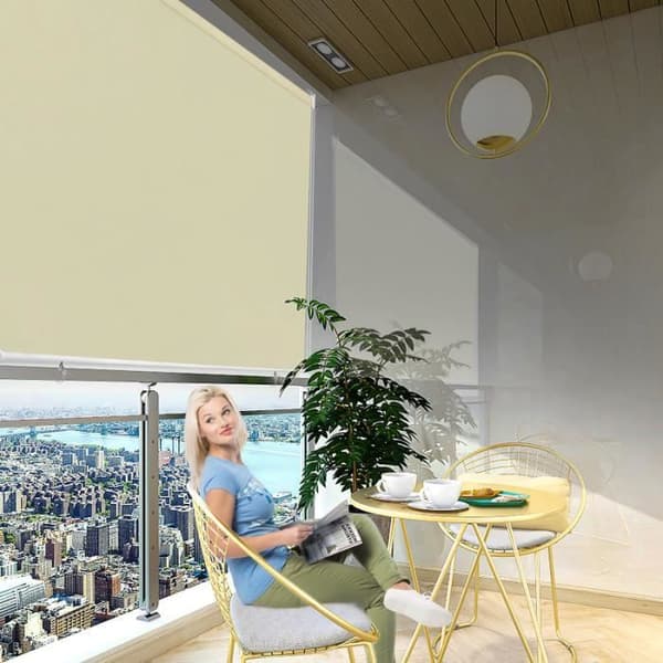YUENFONG Utegardin - Vertikal rullgardin Sekretessskärm för balkong Solskydd UV-skydd 180 x 240 cm, Beige