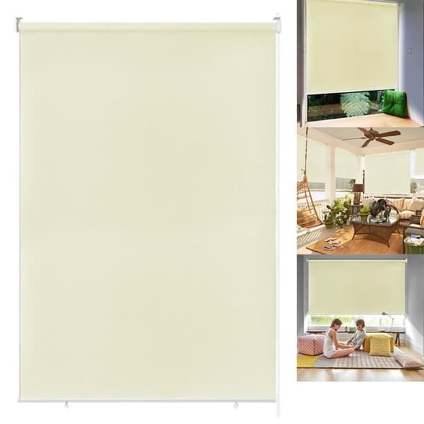 YUENFONG Utegardin - Vertikal rullgardin Sekretessskärm för balkong Solskydd UV-skydd 180 x 240 cm, Beige