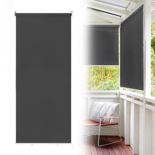 YUENFONG Exteriörgardin - Vertikal rullgardin Sekretessskärm för balkong Solskydd UV-skydd 100 x 240 cm, Antracit