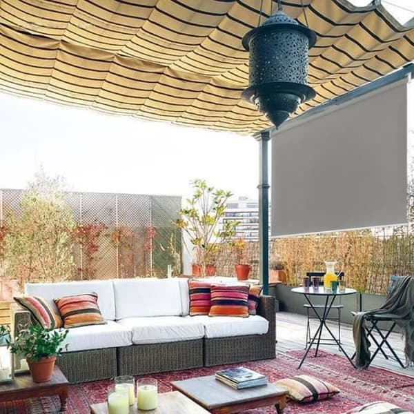 YUENFONG Utomhusgardin - Vertikal rullgardin Sekretessskärm för balkong Solskydd UV-skydd 100 x 140 cm, Grå