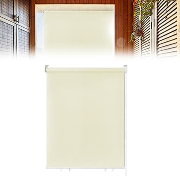YUENFONG Utomhusgardin - Vertikal rullgardin Sekretessskärm för balkong Solskydd UV-skydd 100 x 140 cm, Beige