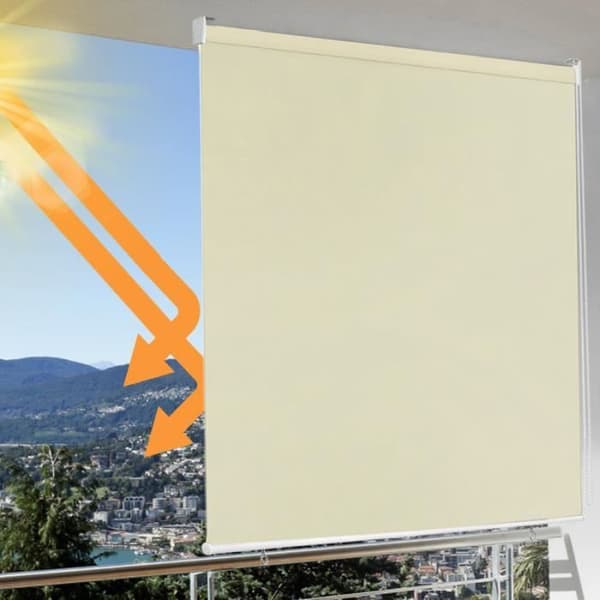 YUENFONG Utegardin - Vertikal rullgardin Sekretessskärm för balkong Solskydd UV-skydd 180 x 140 cm, Beige