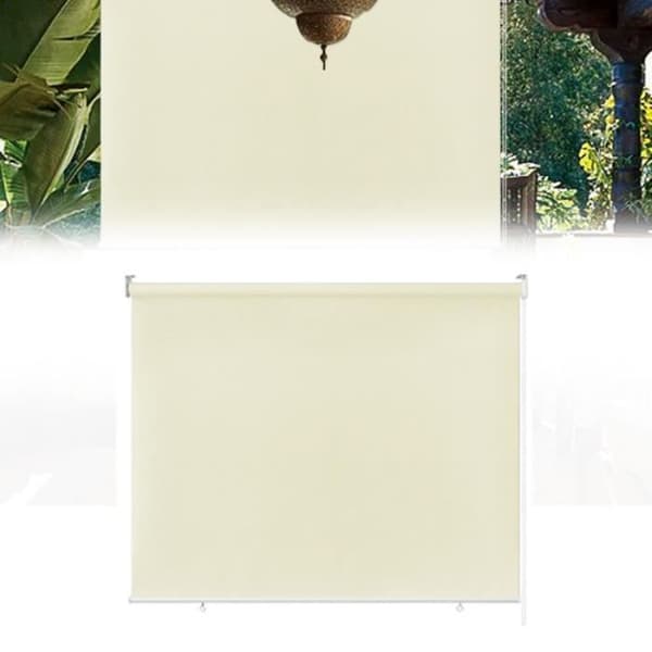 YUENFONG Utegardin - Vertikal rullgardin Sekretessskärm för balkong Solskydd UV-skydd 180 x 140 cm, Beige