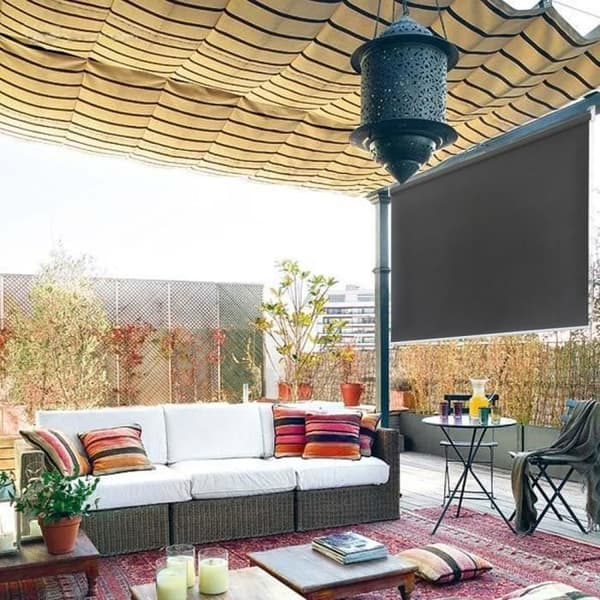 YUENFONG Exteriörgardin - Vertikal rullgardin Sekretessskärm för balkong Solskydd UV-skydd 140 x 140 cm, Antracit