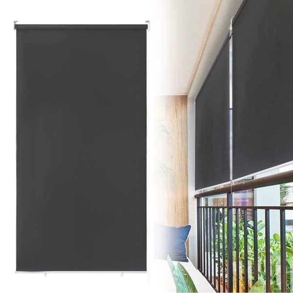 Vertikal rullgardin - YUENFONG - 140 x 240 cm - UV-skydd - Antracit - Lätt installation
