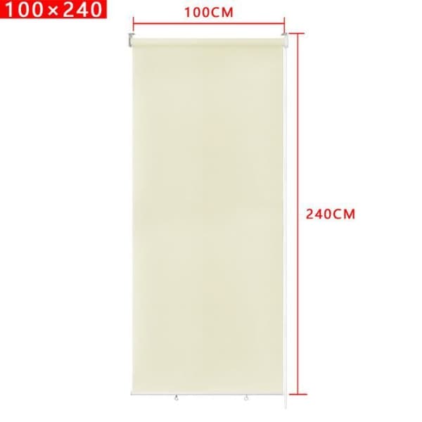 YUENFONG Utomhusgardin - Vertikal rullgardin Sekretessskärm för balkong Solskydd UV-skydd 100 x 240 cm, Beige