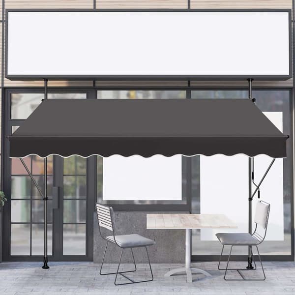 YUENFONG 200 x 120 cm Balkonggardin med vev - Sekretessskärm - Manuellt infällbar - UV-beständig, antracit