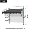 Miniatyrbild 2 av 4: YUENFONG 200 x 120 cm Balkonggardin med vev - Sekretessskärm - Manuellt infällbar - UV-beständig, antracit