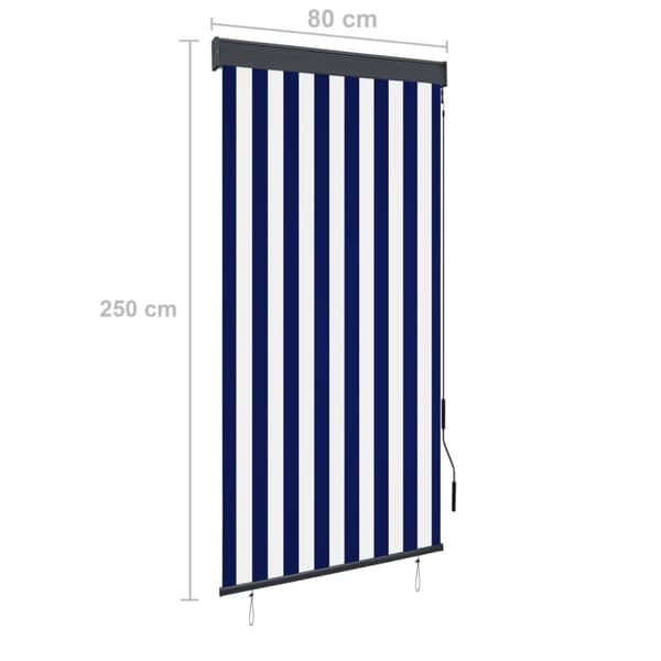 vidaXL Rullgardin utomhus 80x250 cm blå och vit - Rullgardiner & persienner