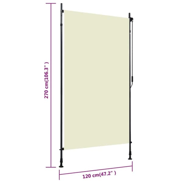 vidaXL Rullgardin utomhus 120x270 cm gräddvit -  Rullgardiner & persienner