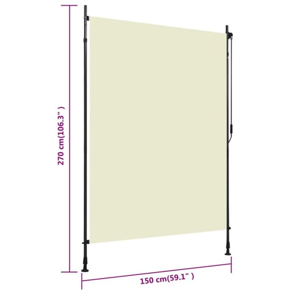 vidaXL udendørs rullegardin 150x270 cm cremefarvet -  Rullegardiner