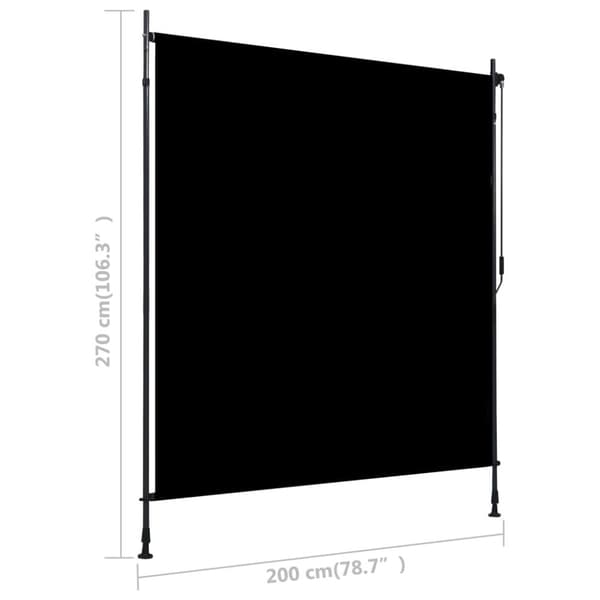 vidaXL udendørs rullegardin 200x270 cm antracitgrå -  Rullegardiner