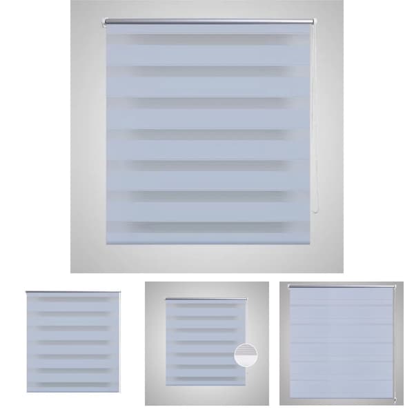 Rullgardin randig vit 140 x 175 cm transparent -  Rullgardiner & persienner