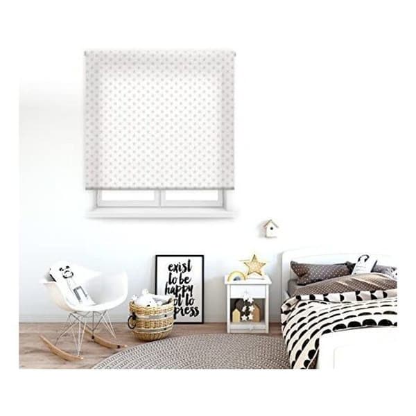Rullgardin för barn - Barngardin Storlek 160x180 - Vit rullgardin med beige stjärnor | BLINDECOR