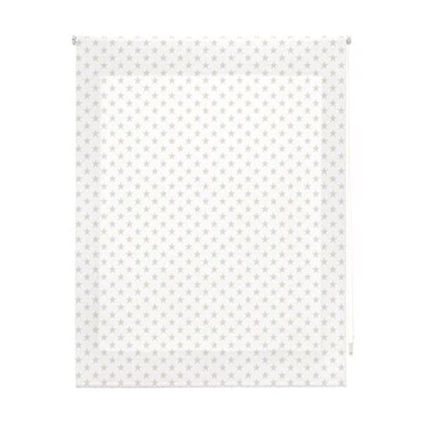 Rullgardin för barn - Barngardin Storlek 160x180 - Vit rullgardin med beige stjärnor | BLINDECOR