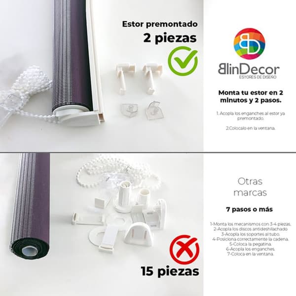 BLINDDECOR | EasyFix rullgardin UTAN VERKTYG - Rullgardinmått: 35x130 - Blindtygsmått: 32x125 - Linnegardin