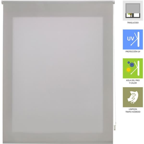 BLINDDECOR | Slät genomskinlig rullgardin 120 x 250 bredd i höjd – Mått persienntyg: 117 x 245 –: silver