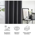 Miniatyrbild 3 av 4: Isolerade mörkläggningsgardiner, 140x244 CM (Bredd x Höjd), Modern Eyelet Design, mörkgrå, 2 st.