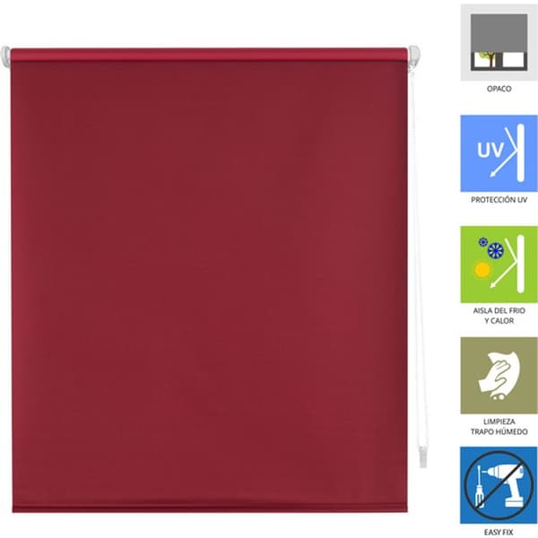 BLINDDECOR | Slät ogenomskinlig rullgardin EasyFix UTAN VERKTYG 87x180 - Blindtygsmått: 84x175 - Vinröd rullgardin