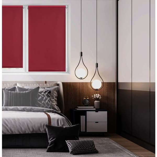 BLINDDECOR | Slät ogenomskinlig rullgardin EasyFix UTAN VERKTYG 87x180 - Blindtygsmått: 84x175 - Vinröd rullgardin