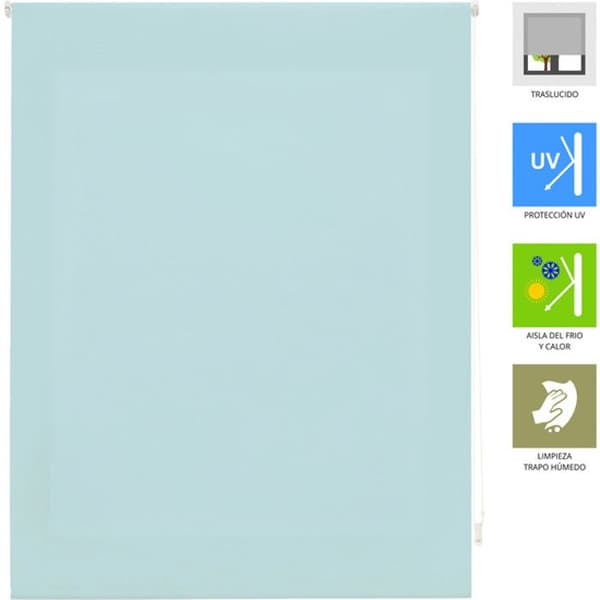 BLINDDECOR | Slät genomskinlig rullgardin 160 x 175 bredd vid persiennhöjd: 157 x 170 – Blindfärg: ljusblå