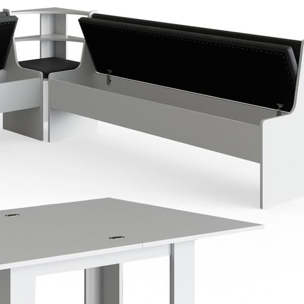 Romersk hörnbänkgrupp, 210 x 41,5 cm med bord, Vit, Vicco