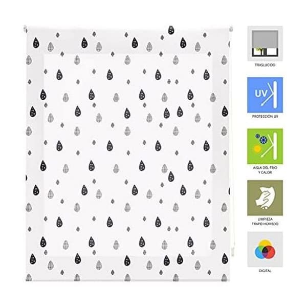 Genomskinlig rullgardin med tryck - Blind Storlek 90x180 - Drop Model Blind | BLINDECOR