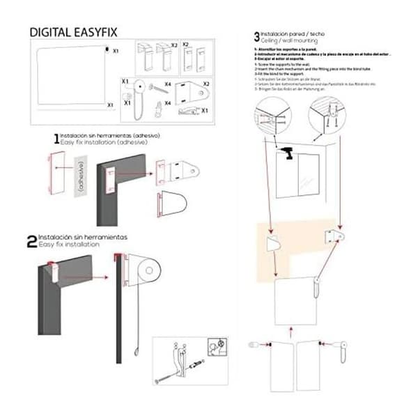 EasyFix tryckt persienn UTAN BORRNING - Genomskinlig persienn Storlek 55x150 - Persienn UTAN VERKTYG Halvmånefärg | BLINDECOR
