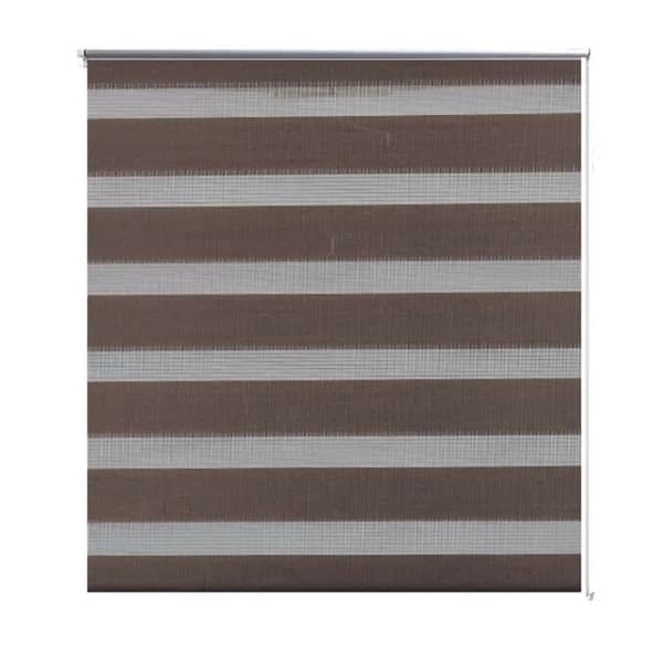 Rullgardin randig brun 140 x 175 cm transparent