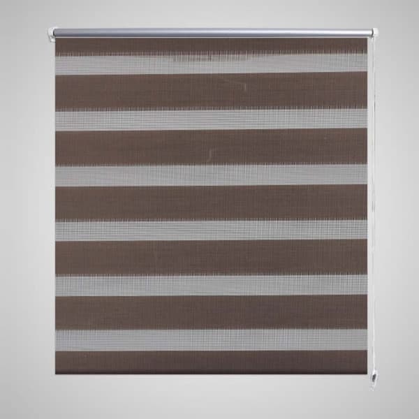 Rullgardin randig brun 140 x 175 cm transparent