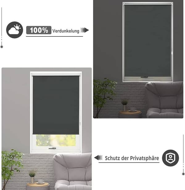 Rootz Blackout Rullgardin - Silver Thermal Coating - Värmeisolering - Enkel installation - 100 % polyester - 40-120 cm x 130/160/210 cm