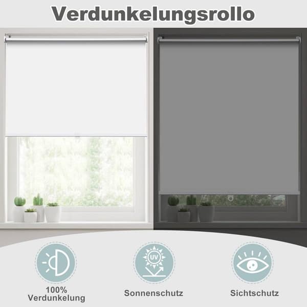 Rootz Blackout Rullgardin - Rumsmörkare fönsterskärm - Ljusblockerande solskydd - 200gsm polyester - Temperaturkontroll - 75cm x 150cm