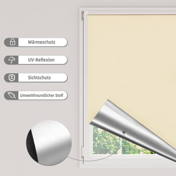 Rootz Blackout Rullegardin - Sun Blocker - Thermal Darkening Shade - 100% Polyester - Privatlivsbeskyttelse - 40-120 cm x 160/210 cm
