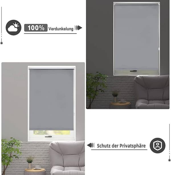 Rootz Blackout rullaverho - Ikkunaverho - Lämpöeristetyt kaihtimet - Auringon esto - Helppo asennus - 50-120cm x 120/160/210cm