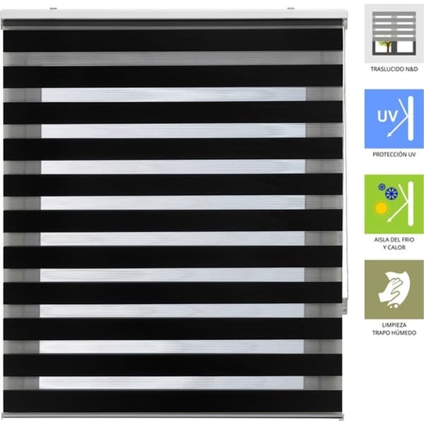 Natt- och dagrullgardin - Natt- och daggardin Storlek 115x250 - Natt- och daggardin Färg Svart | BLINDECOR