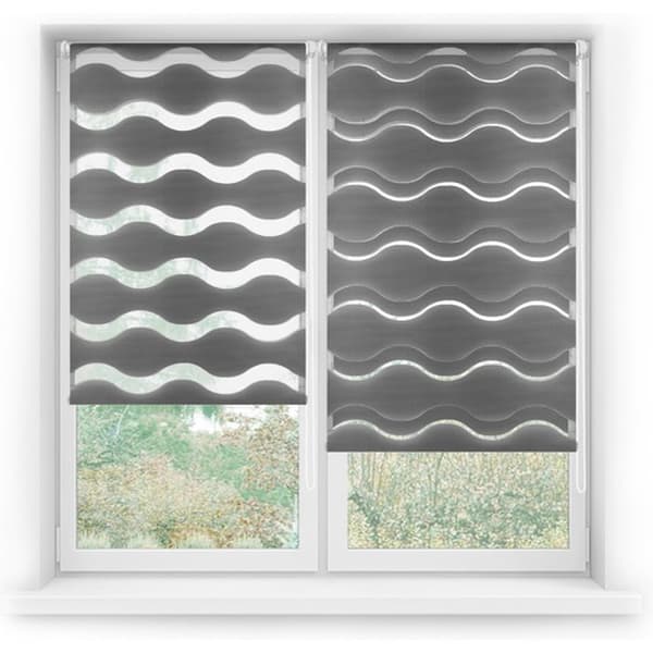 BLINDDECOR | EasyFix Natt och Dag Rullgardin, UTAN VERKTYG 57X150 - Blind Tyg Mått: 54x145 - Silver Grå Persienn