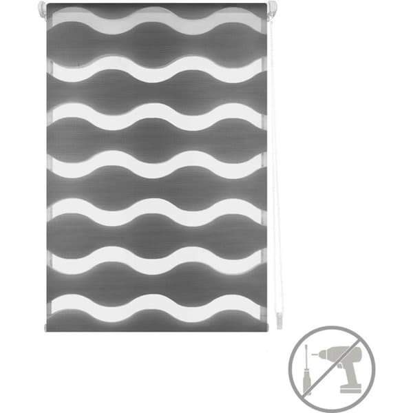 BLINDDECOR | EasyFix Natt och Dag Rullgardin, UTAN VERKTYG 57X150 - Blind Tyg Mått: 54x145 - Silver Grå Persienn